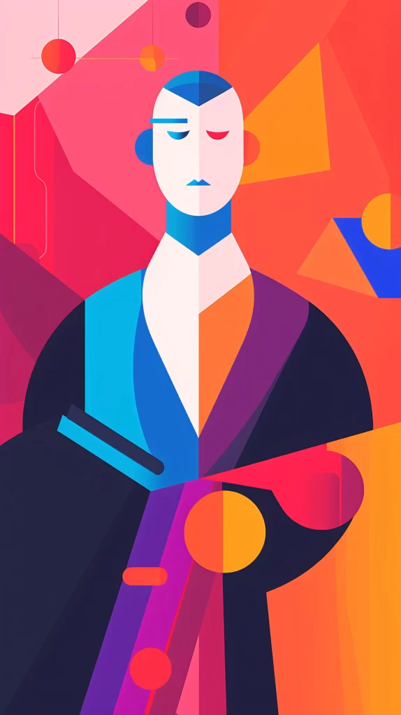 Businessman Blue Red Orange Geometric Flat Illustration