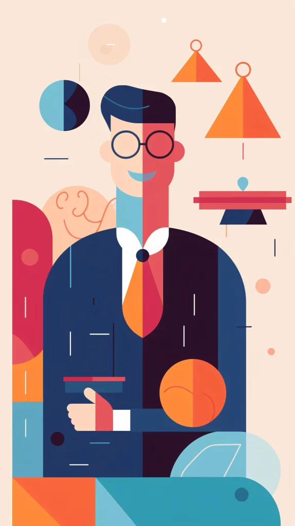 Businessman Blue Red Orange Abstract Geometric