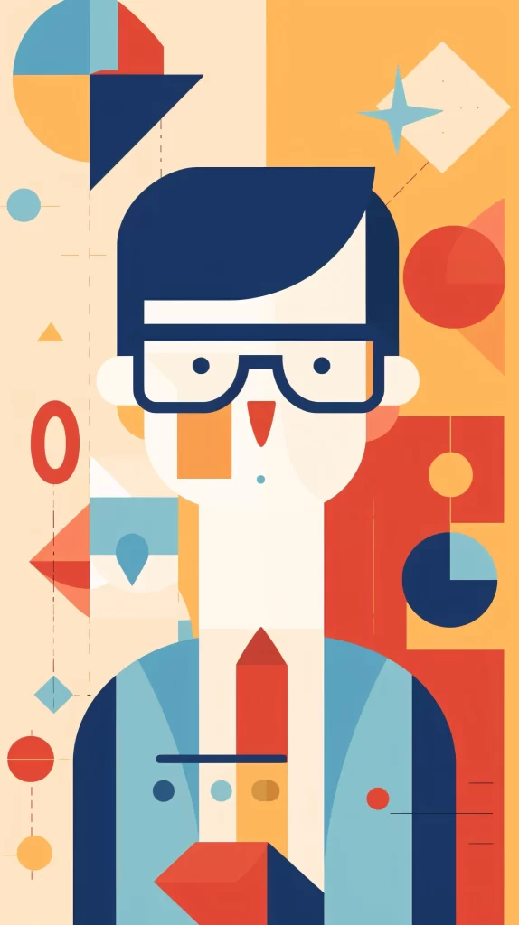 Businessman Blue Red Orange Geometric Flat