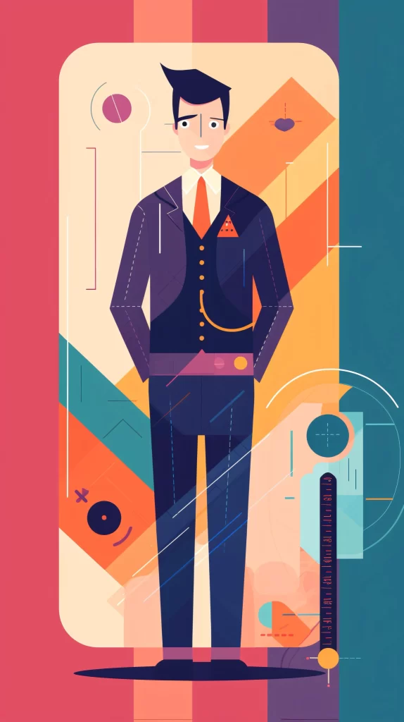 Businessman Dark Blue Red Yellow Abstract Vector