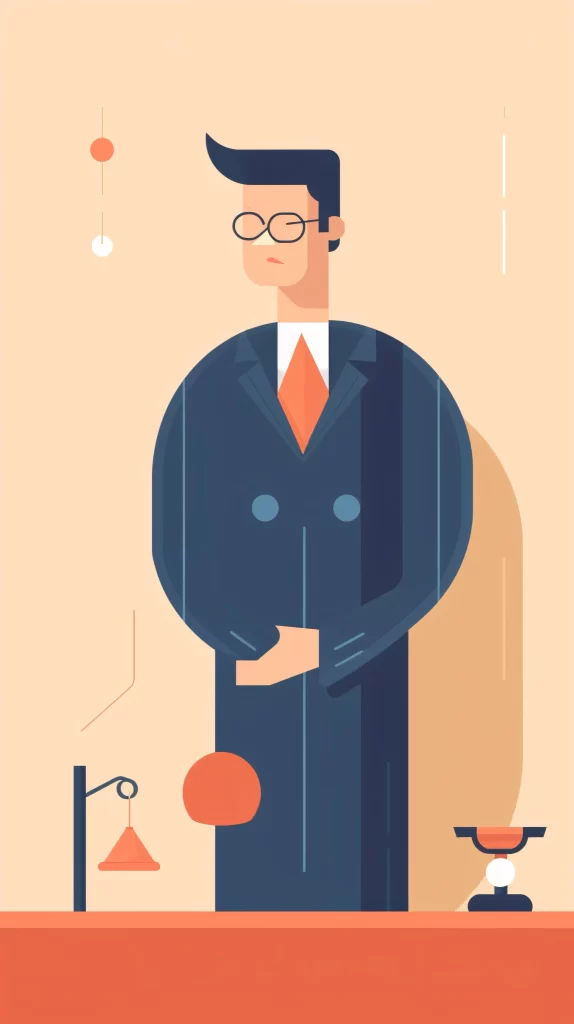 Businessman DarkBlue Suit Red Tie Flat Illustration