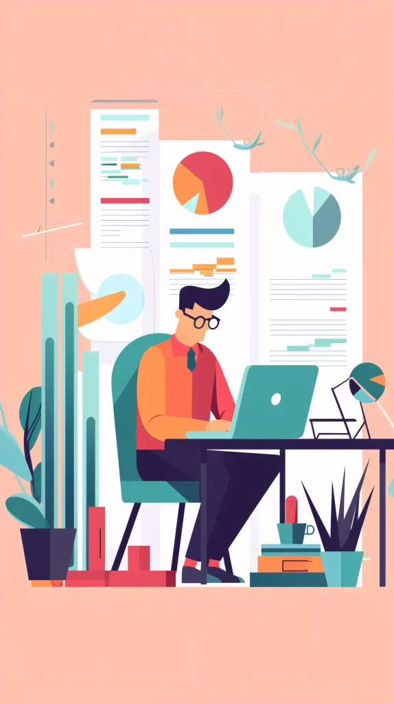 Businessman Orange Green Flat Illustration Modern