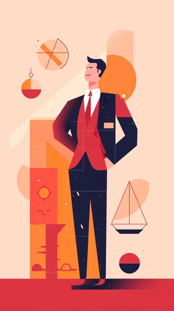 Businessman Red Black Abstract Modern Illustration