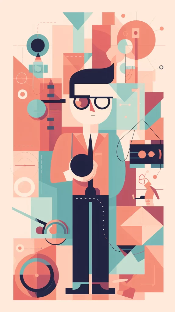 Businessman Red Blue Abstract Geometric Modern