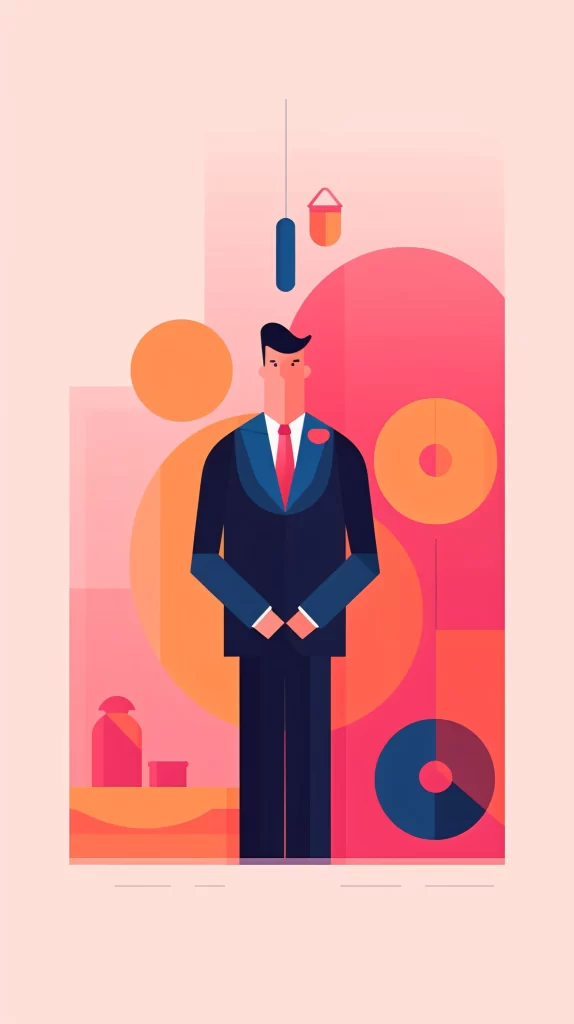 Businessman Red Blue Abstract Flat Illustration