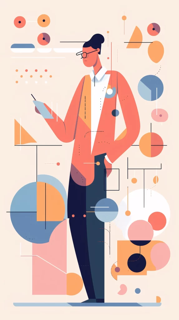 Businessman Red Blue Orange Abstract Geometric