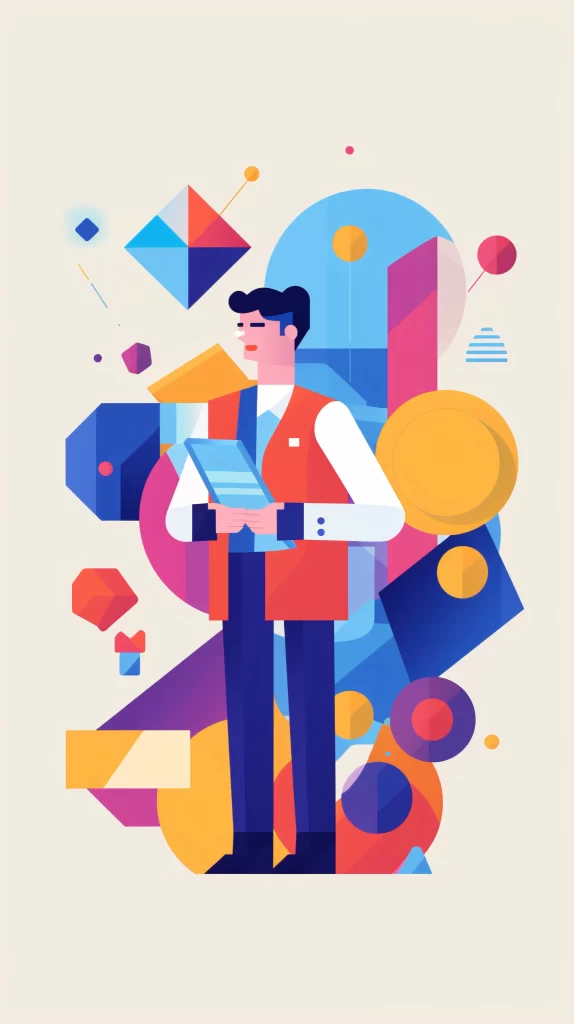 Businessman Red Blue Yellow Abstract Geometric