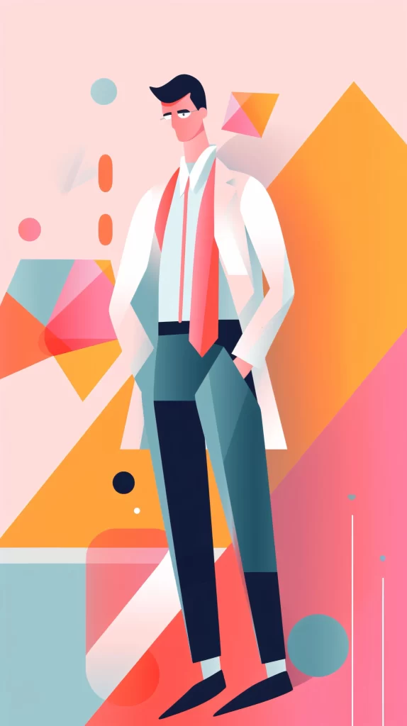 Businessman White Red Blue Abstract Modern