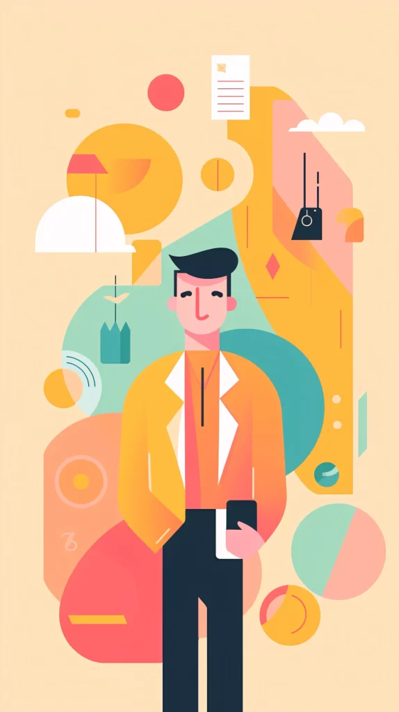 Businessman Yellow Orange Abstract Modern Illustration
