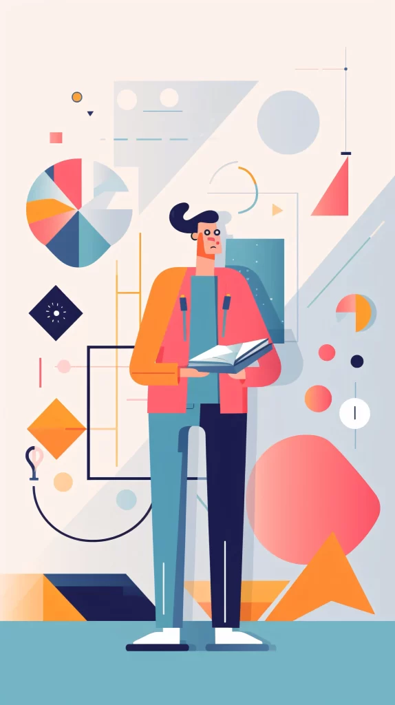 Businessperson Red Blue Orange Abstract Shapes Modern