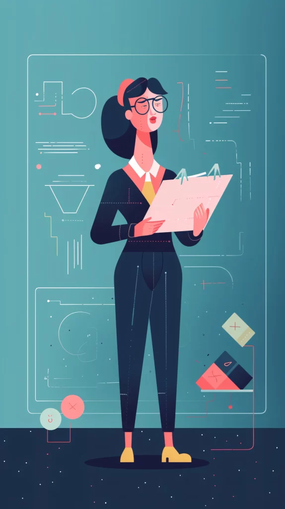 Businesswoman Black Pink Blue Vector Illustration