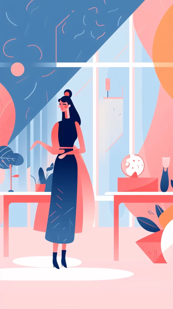 Businesswoman Blue Pink Abstract Modern