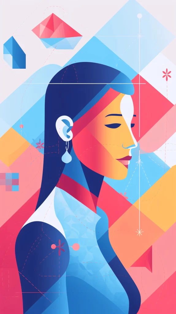 Businesswoman Blue Red Yellow Geometric Vector