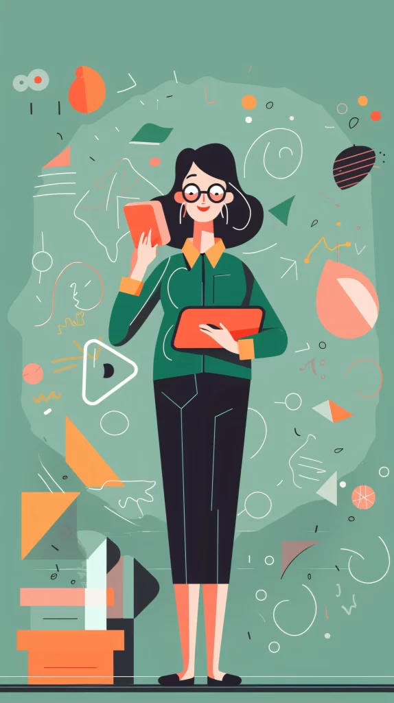 Businesswoman Green Black Digital Abstract