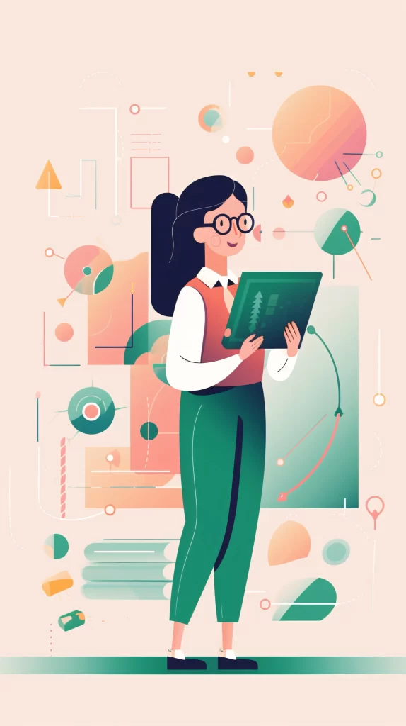 Businesswoman Green White Abstract Modern Digital