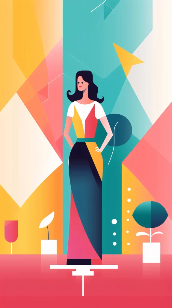 Businesswoman Multicolored Abstract Geometric Modern