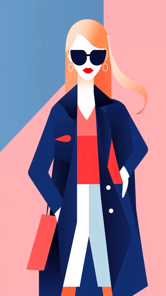 Businesswoman Navy Red White Flat Illustration