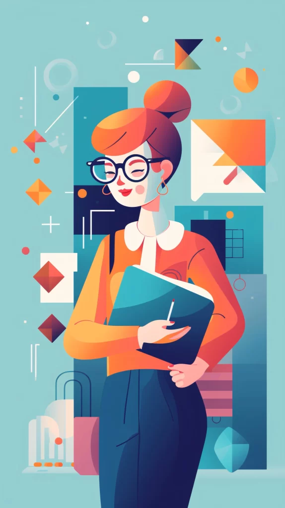 Businesswoman Orange Blue Abstract Modern