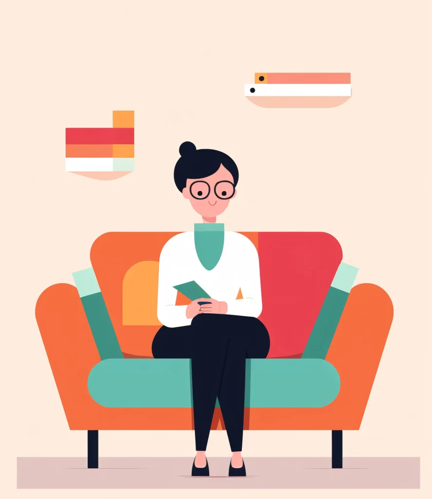 Businesswoman Orange Green Black Flat Illustration Modern