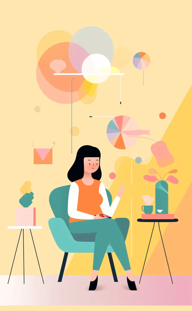 Businesswoman Orange Green Abstract Modern neutral Illustration