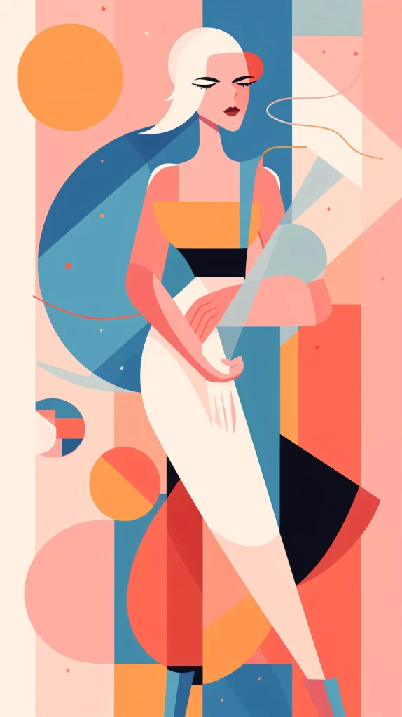 Businesswoman Pink Blue Orange Abstract Geometric