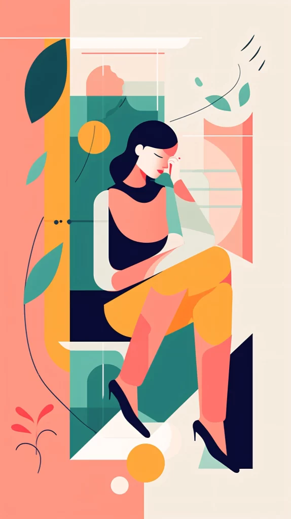 Businesswoman Pink Green Yellow Abstract Modern