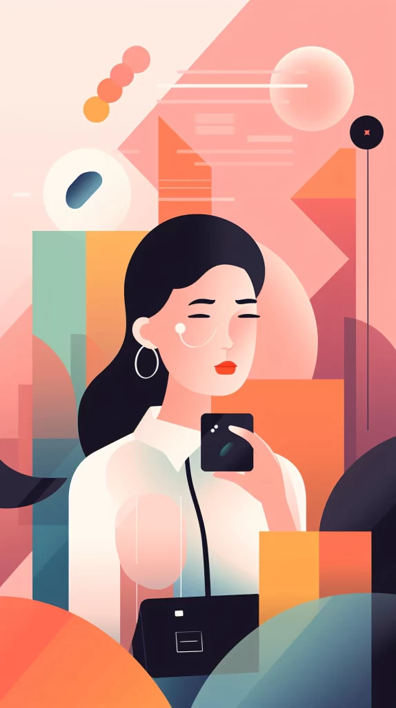 Businesswoman Pink Orange Black White Abstract