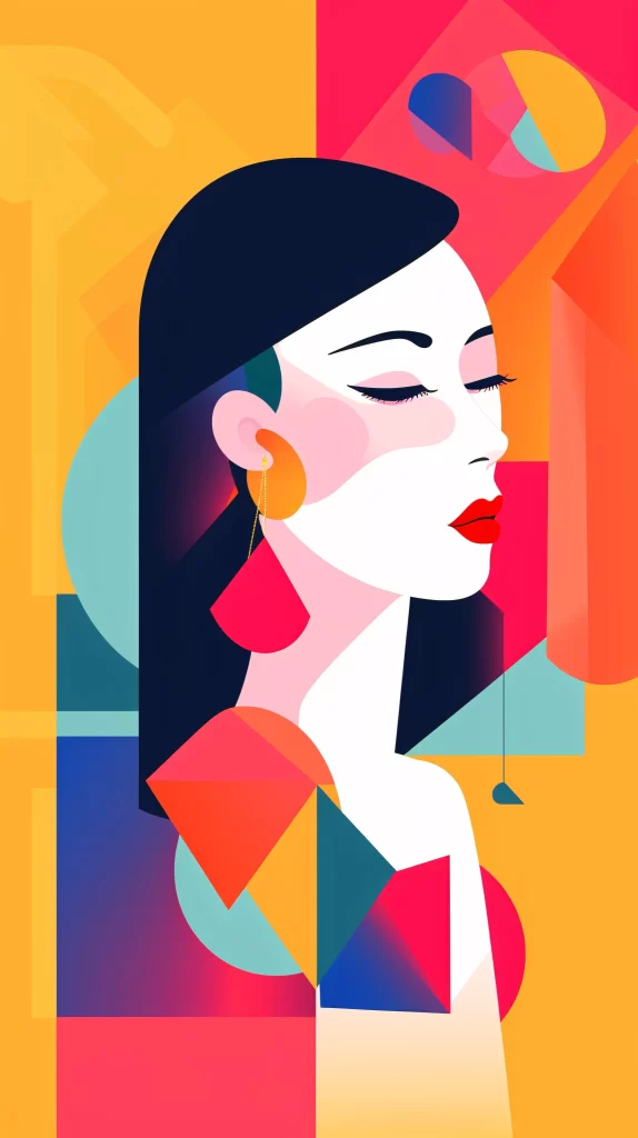 Businesswoman Red Blue Yellow Geometric Vector
