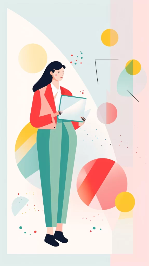 Businesswoman Red Green Abstract Modern