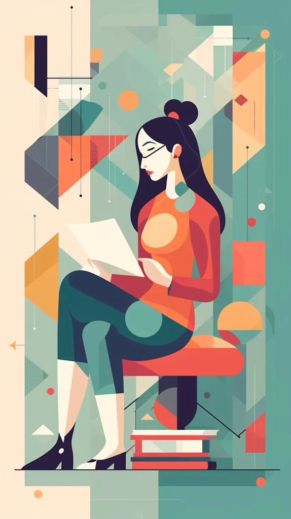 Businesswoman Red Green Abstract Geometric Modern