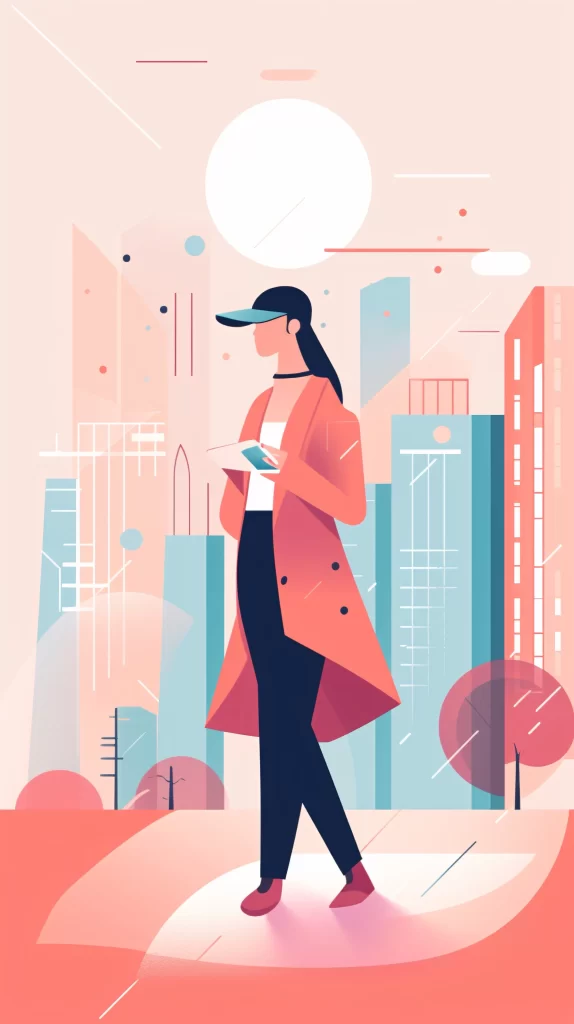 Businesswoman Red Smartphone Flat Illustration Modern