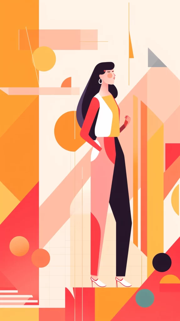 Businesswoman Red Yellow Black Geometric Modern