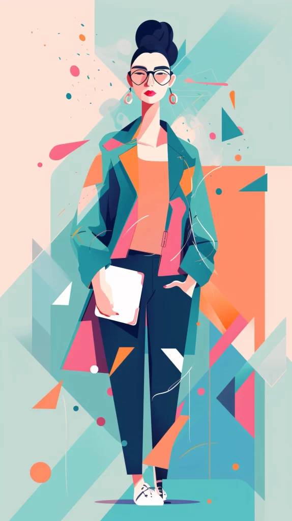 Businesswoman Teal Orange Abstract Vector Modern