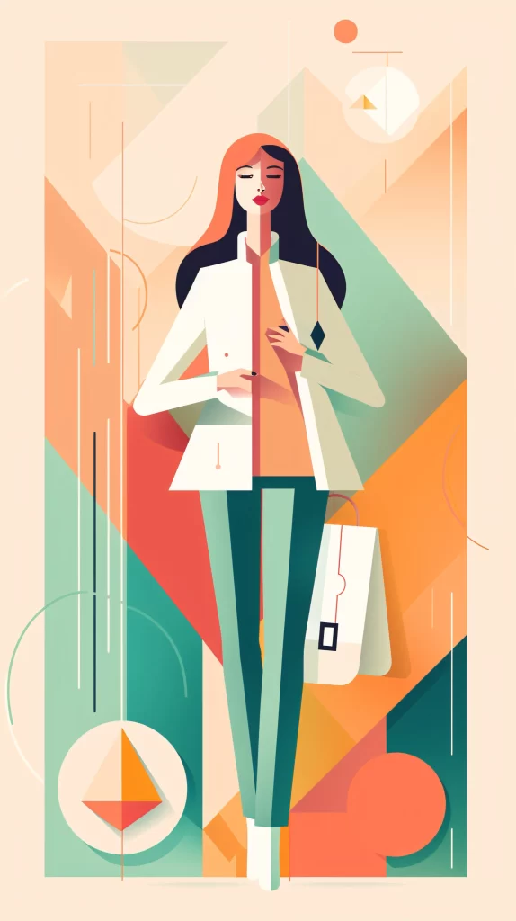 Businesswoman White Green Abstract Modern