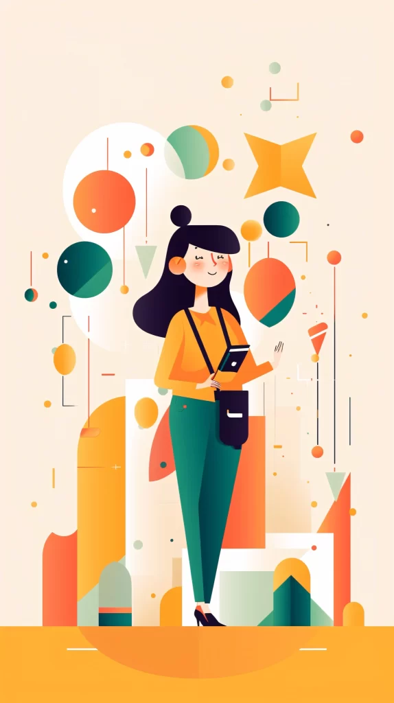 Businesswoman Yellow Green Abstract Vector Modern