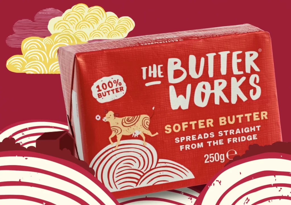 Butter Packaging Red Yellow Illustrative Whimsical Design