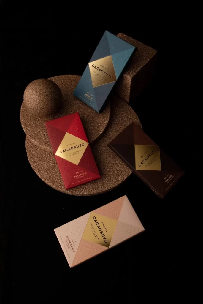 Cacao Suyo Chocolate Peru Cacao Diamond Gold Red Blue Brown