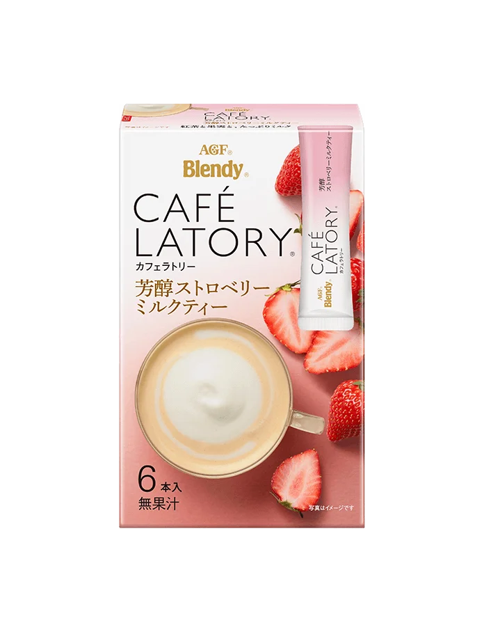 Cafe Latte Strawberry Flavor Packaging Pink White Modern Design