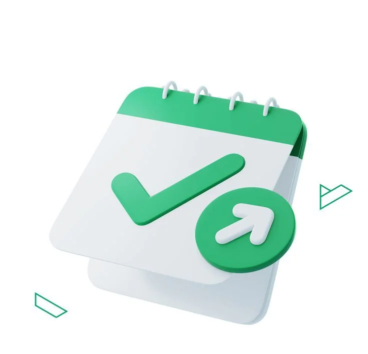 Calendar Checkmark Green White 3D Design