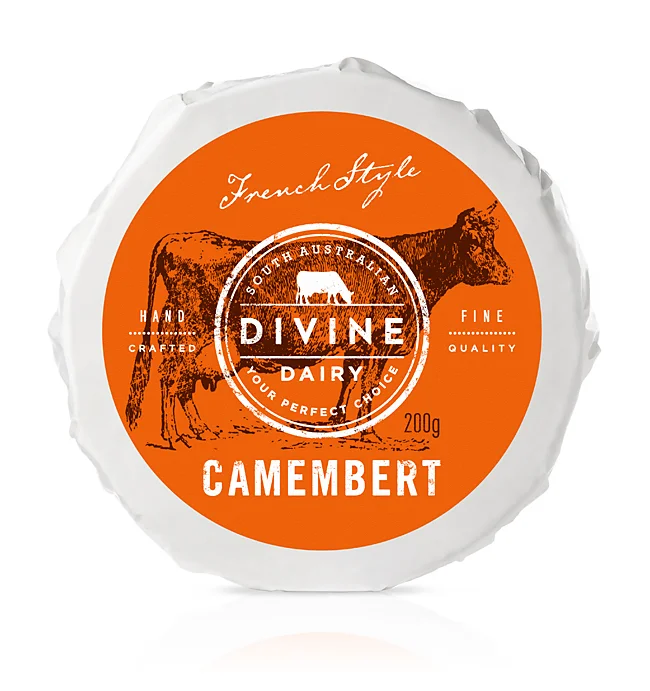 Camembert Cheese Orange White Handcrafted Packaging Design