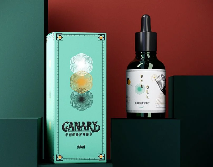 Canary Eye Gel Mint Green Vintage Minimalist Packaging Design