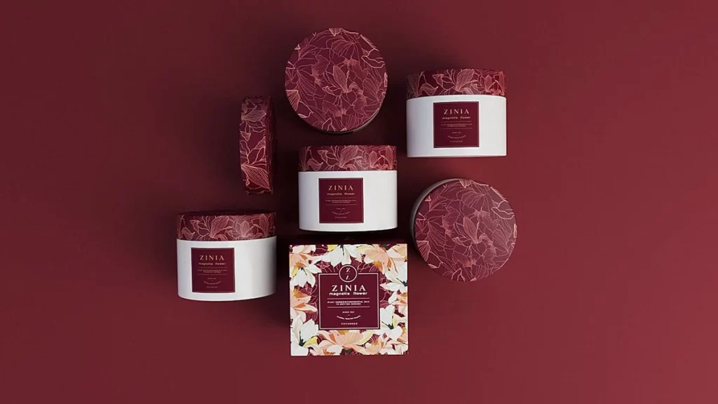 Candle Jar Floral Burgundy White Elegant Design
