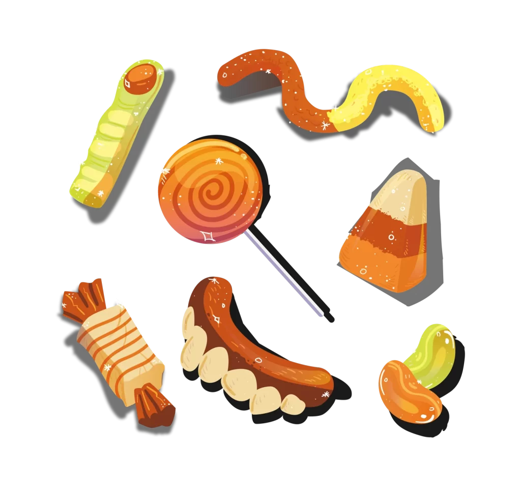 Candy Corn Lollipop Gummy Worm Tootsie Pop Peanut Butter Cup