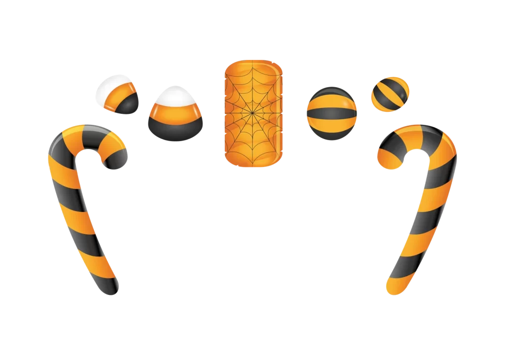 Candy Corn Striped Orange Black Halloween Spiderweb