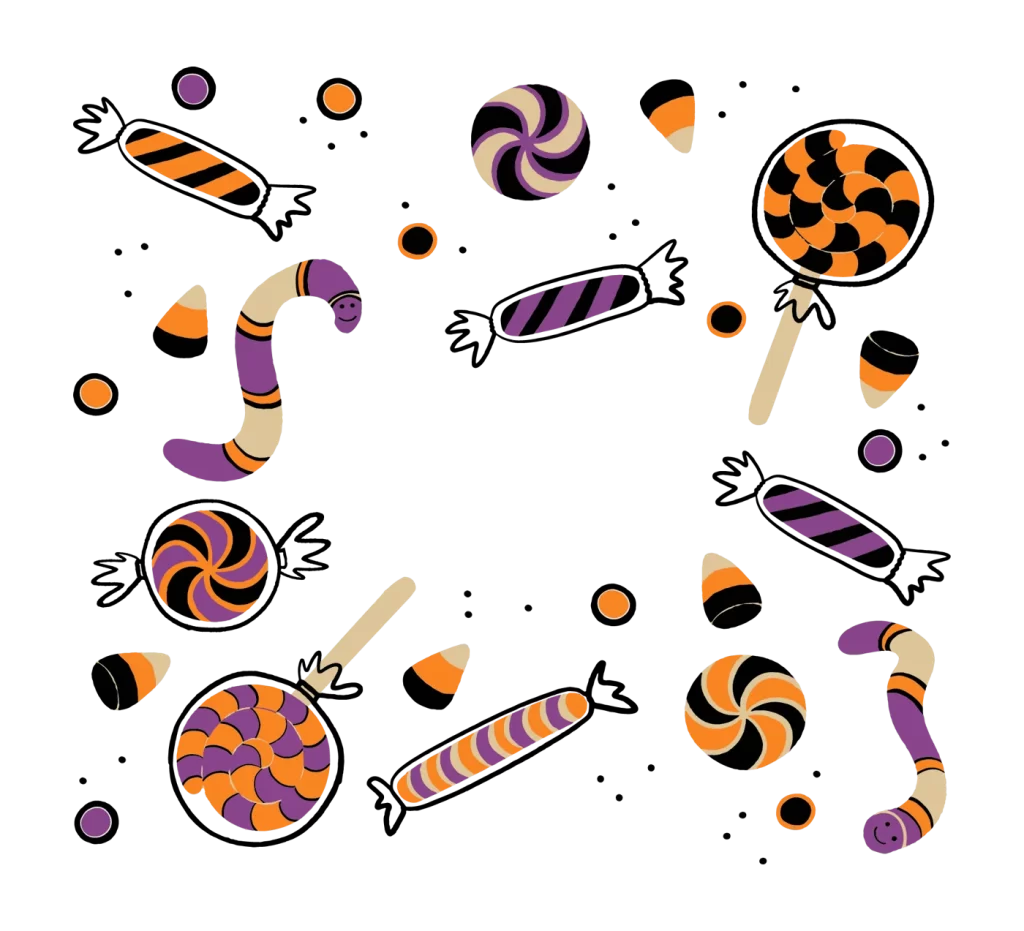 Candy Halloween Orange Black Purple Striped Swirl