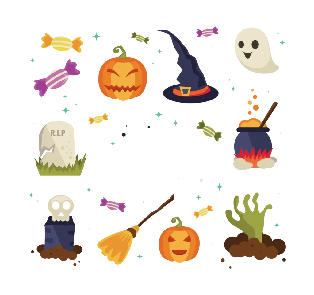 Candy Halloween Orange Purple Green Black White