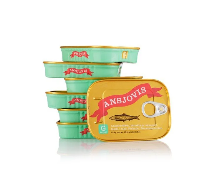Canned Ansjovis Fish Retro Yellow Red