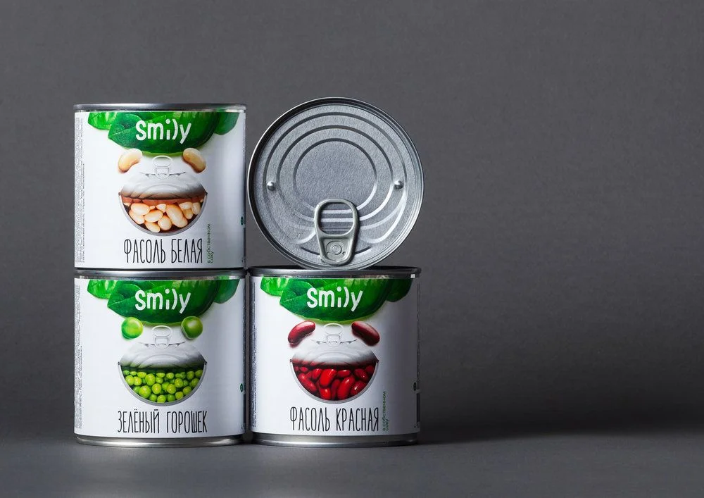 Canned Beans Colorful Smiley Branding