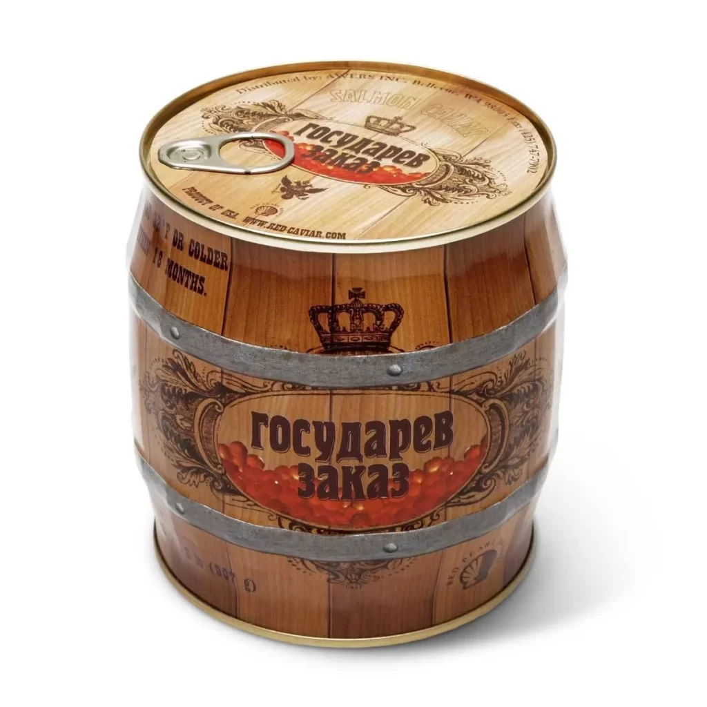 Canned Caviar Barrel Design Gold Crown