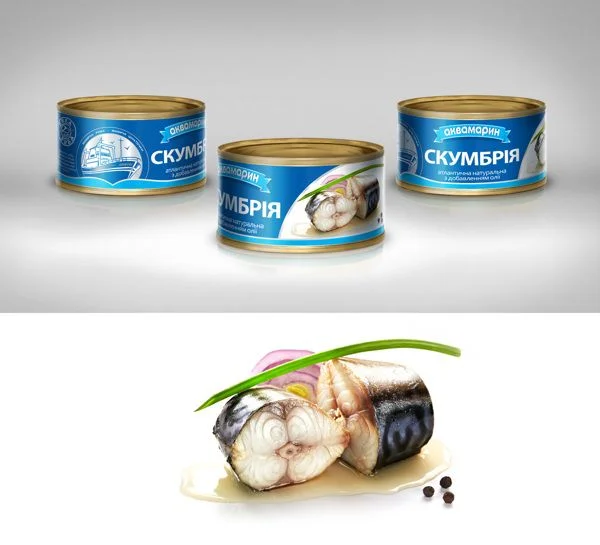 Canned Fish Blue Label Russian Design